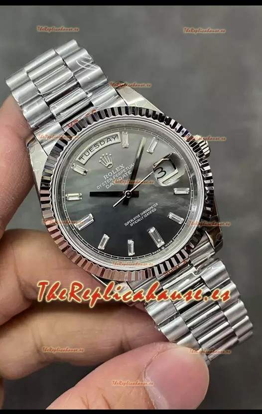 Rolex Day Date Presidential Acero Inoxidable Gris Perla Reloj 40MM - Calidad Espejo 1:1