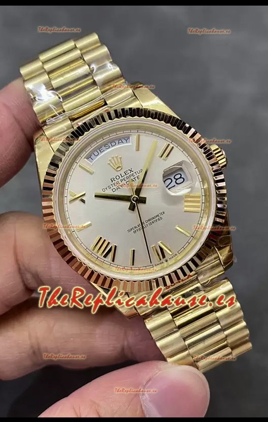 Rolex Day Date Presidential Oro Rosado 18K Reloj 40MM - Dial Acero Calidad Espejo 1:1