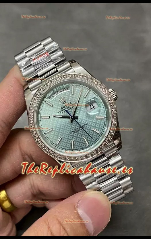 Rolex Day Date Presidential Acero 904L 40MM - Dial Azul Estampado Reloj Calidad Espejo 1:1