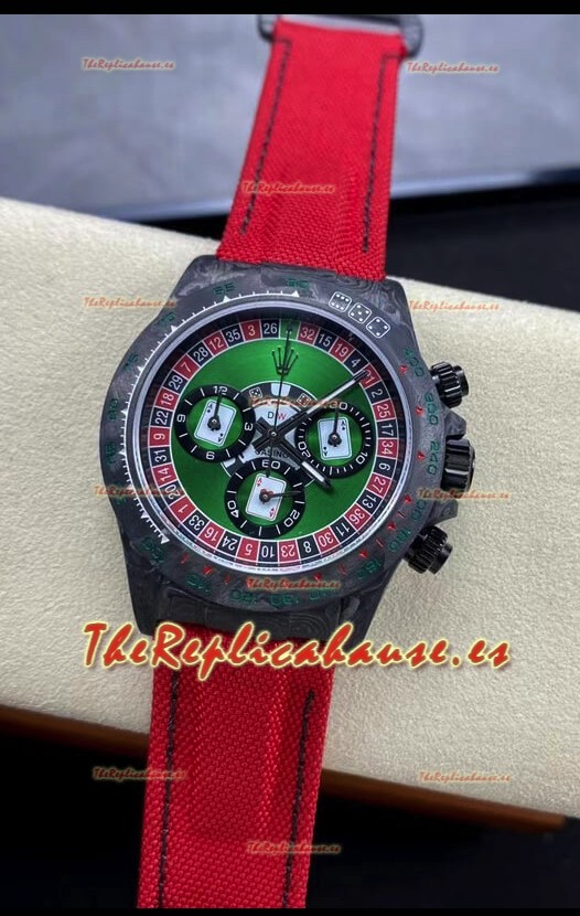 Rolex Daytona DiW NTPT Carbon Lucky Player Casino Reloj Réplica Suizo Espejo 1:1