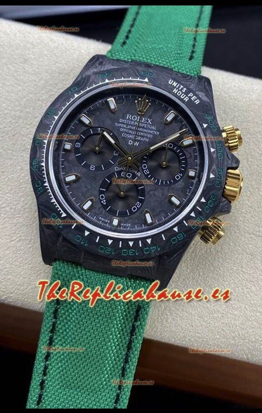 Rolex Daytona DiW Edition "Todo Negro/Verde" Reloj Caja Carbono Forjado Réplica Espejo 1:1