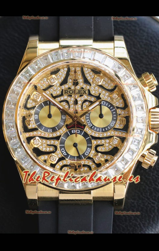 Rolex Cosmograph Daytona Edición "Ojo de Tigre" En Oro Amarillo 904L Reloj Réplica Espejo 1:1