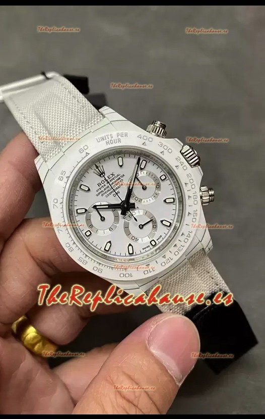 Rolex Cosmograph Daytona Edición DiW Reloj Fibra de Carbono Blanco - Movimiento Cal.4130