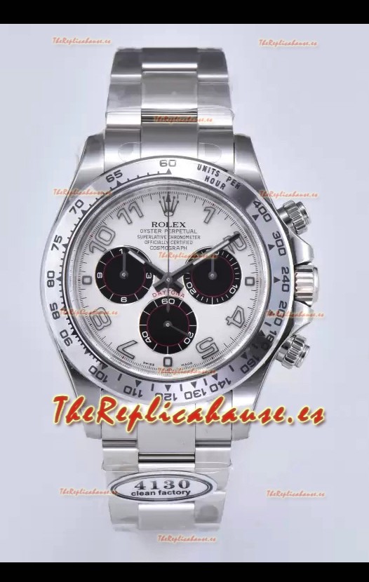 Rolex Cosmograph Daytona Panda M116519 Movimiento Original Cal.4130 - Reloj Acero 904L Dial Blanco
