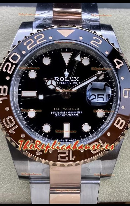 Rolex GMT Masters II M126711CHNR-0002 Réplica Suiza de Oro Everose de Dos Tonos Reloj a Espejo 1:1