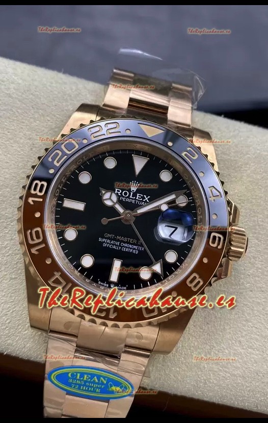 Rolex GMT Masters II M126715CHNR Oro Everose Réplica Suiza Reloj Espejo 1:1 - Acero 904L