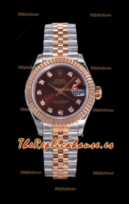 Rolex Datejust Ladies Reloj Suizo en Caja de Acero 904L - Movimiento Suizo ETA Réplica a Espejo 1:1