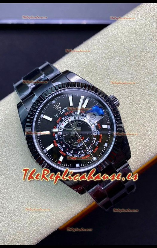 Rolex SkyDweller Reloj Suizo Caja Revestida en PVD - Dial Negro Edición DIW
