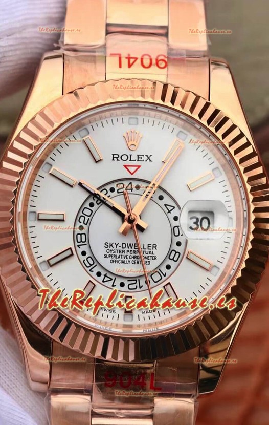 Rolex Sky-Dweller Everose Gold Oyster 42MM Reloj Réplica a Espejo 1:1 