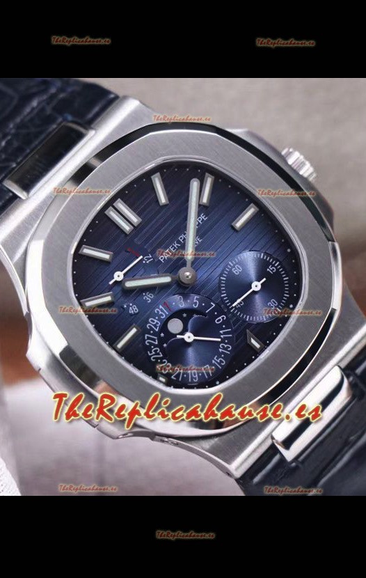Patek Philippe Nautilus 5712/1A Reloj Réplica Suizo en calida Espejo 1:1 Dial Azul Leather Strap