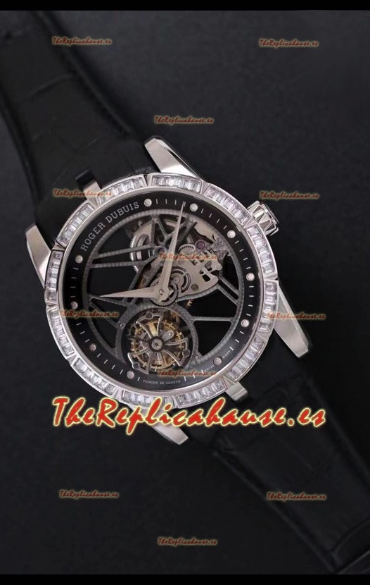 Roger Dubuis Excalibur Spider Flying Tourbillon Skeleton Caja de Titanio Reloj a Espejo 1:1
