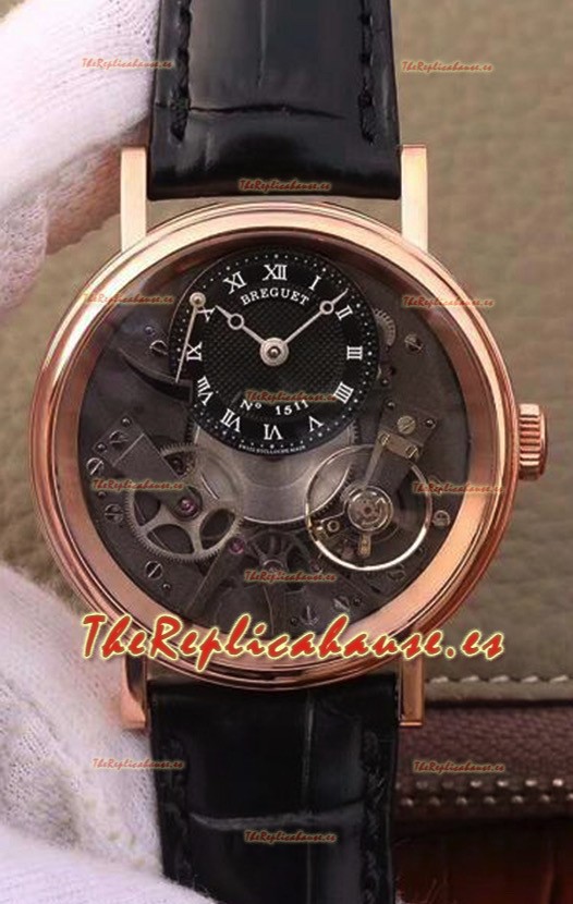 Breguet Tradition 7057BR/R9/9W6 Oro Rosa Dual Tourbillon Reloj Réplica Suizo