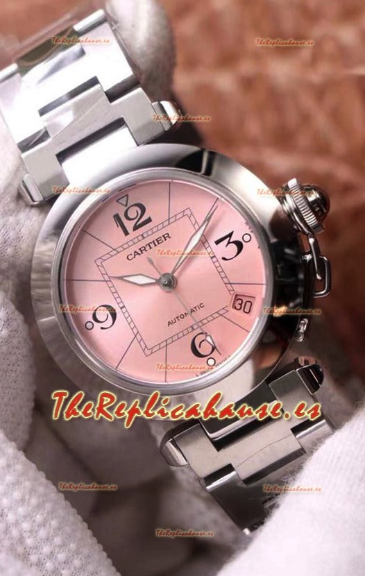Pasha De Cartier Reloj Réplica Suizo Automático Calidad Espejo 1:1 32MM - Pink Dial