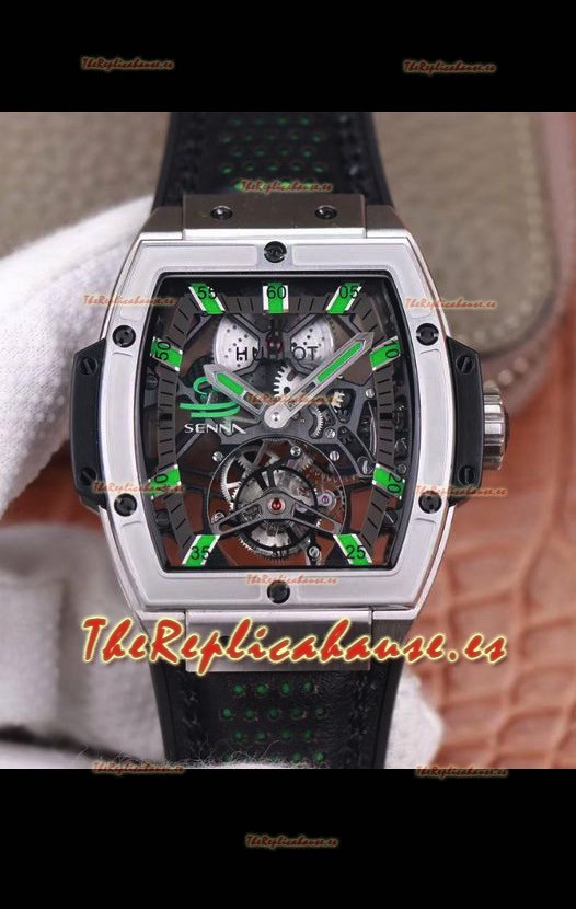 Hublot Masterpiece MP Edición Senna Genuino Tourbillon Reloj Réplica en Caja de Titanio