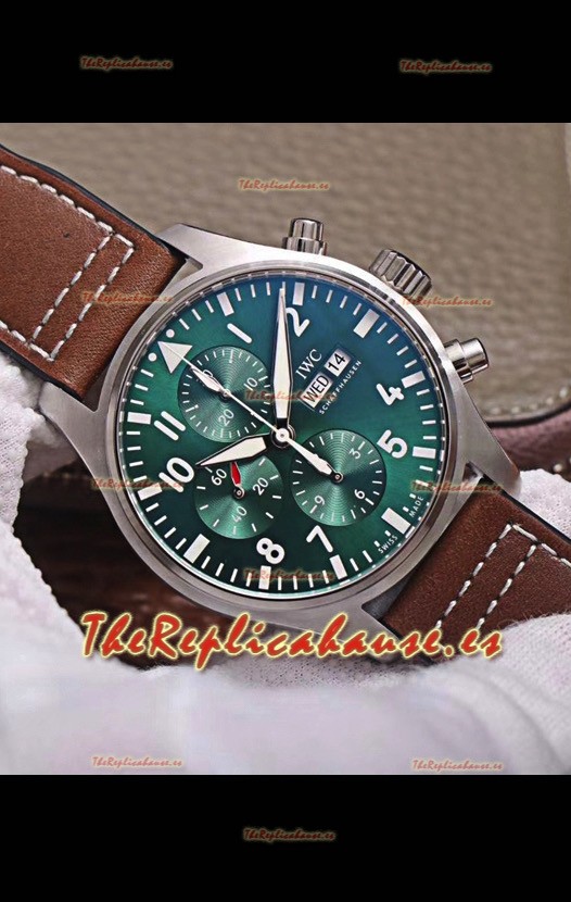 IWC Pilot Edición Cronógrafo Dial Verde Reloj Réplica a Espejo 1:1