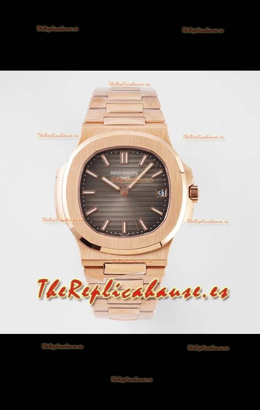 Patek Philippe Nautilus 5711/1R-001 Reloj Réplica a Espejo 1:1 En Acero 904L Oro Rosado Dial Marrón