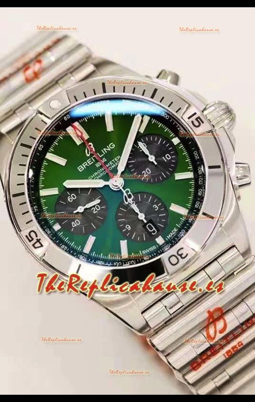 Breitling Chronomat B01 Edición Suiza 42 Caja de Acero 904L Dial Verde Reloj Réplica a Espejo