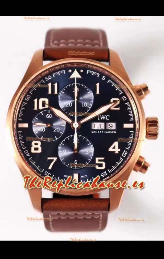 IWC Pilot Chronograph Edición Le Petit Prince Oro Rosado Reloj Réplica a Espejo 1:1