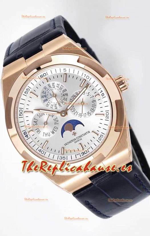 Vacheron Constantin Overseas Perpetual Calendar Ultra-Fino Reloj Réplica Dial Acero Caja Oro Rosado