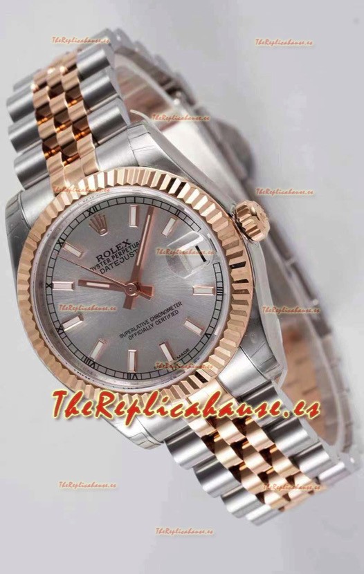 Rolex Datejust 31MM Movimiento Cal.3135 Movement Reloj Réplica Suizo Dial Gris Correa Jubilee - Reloj Ultimate Acero 904L