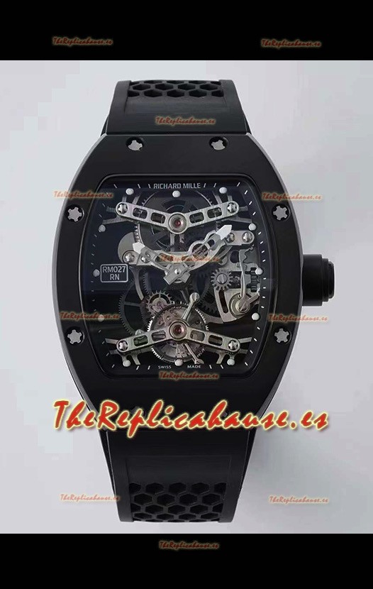 Richard Mille RM027 con Genuino Movimiento Tourbillon Suizo Reloj Réplica a Espejo 1:1