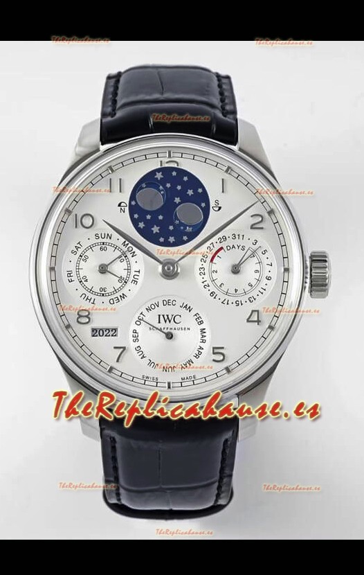 IWC Portuguese Perpetual Calendar Acero Inoxidable Reloj Réplica Suizo REF. IW503406