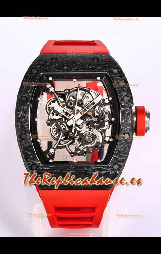 Richard Mille RM055 Caja Cerámica Negra Reloj Réplica a Espejo 1:1 Correa Roja