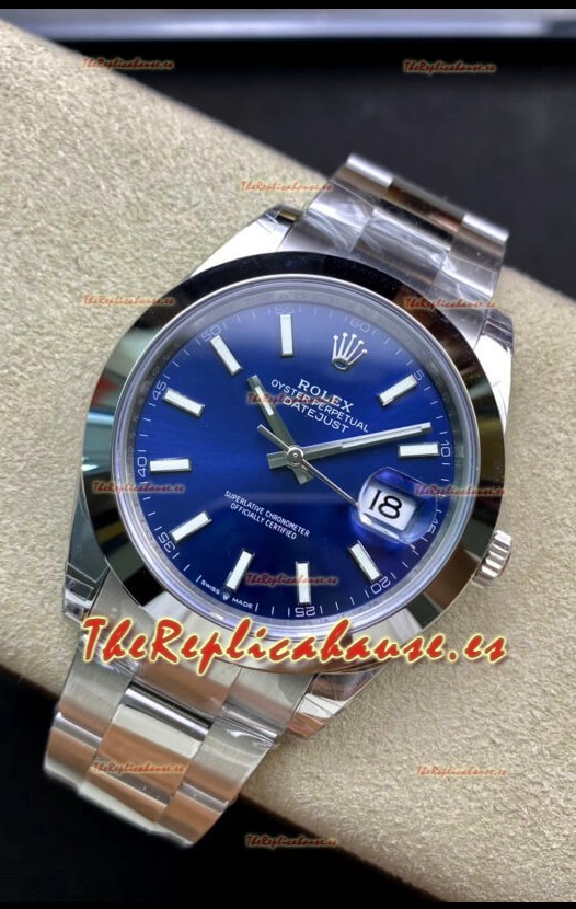 Rolex Datejust 126300 41MM Cal.3135 Reloj Réplica Suizo a Espejo 1:1 en 904L Dial Azul