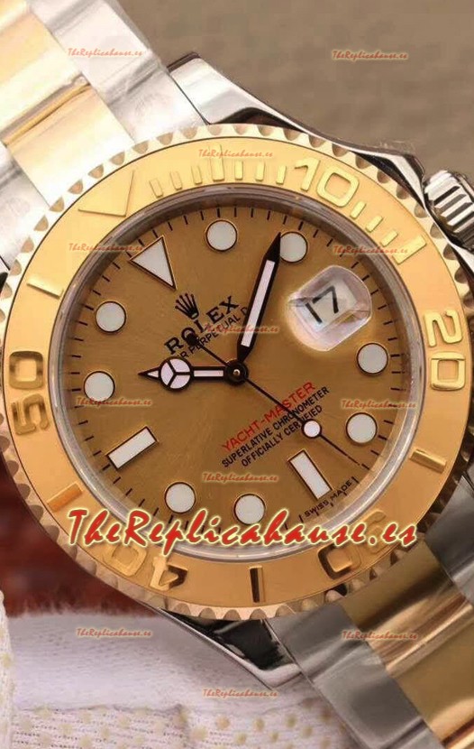 Rolex Yachtmaster 40 Oro Amarillo Dos Tonos 1:1 Reloj Réplica Suiza en Caja de Acero 904L