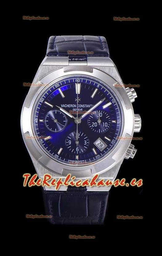 Vacheron Constantin Overseas Cronógrafo Dial Azul Reloj Réplica Suizo - Leather Strap