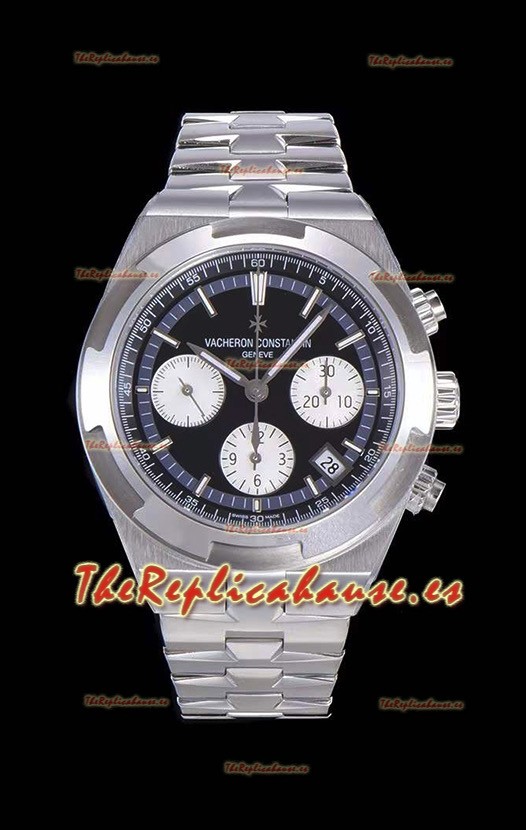 Vacheron Constantin Overseas Cronógrafo Dial Negro Reloj Réplica Suizo - Correa en Acero Inoxidable