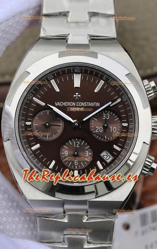 Vacheron Constantin Overseas Cronógrafo Dial Marrón Reloj Réplica Suizo - Correa Acero Inoxidable