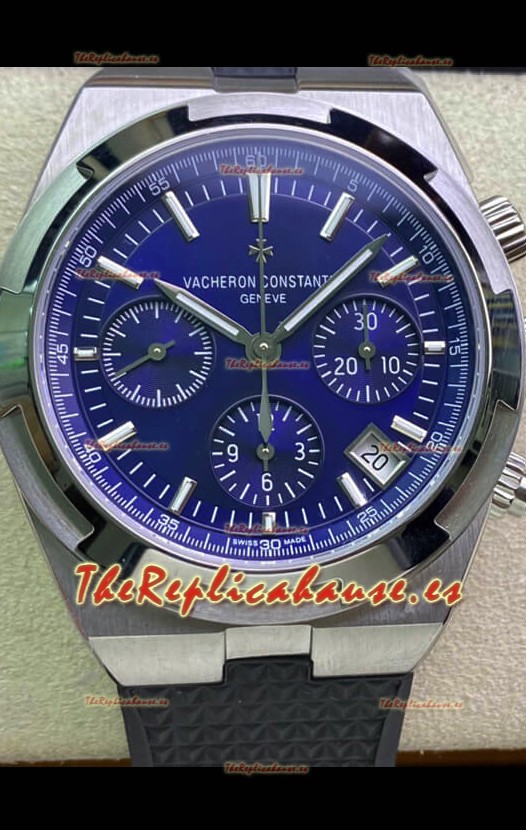 Vacheron Constantin Overseas Cronógrafo Acero 904L Dial Azul Reloj Réplica Suizo - Correa de Goma