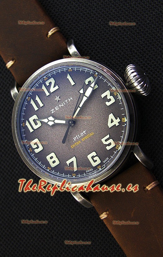 Zenith Pilot Type 20 Extra Especial Dial Gris Reloj Réplica a Espejo 1:1 45MM