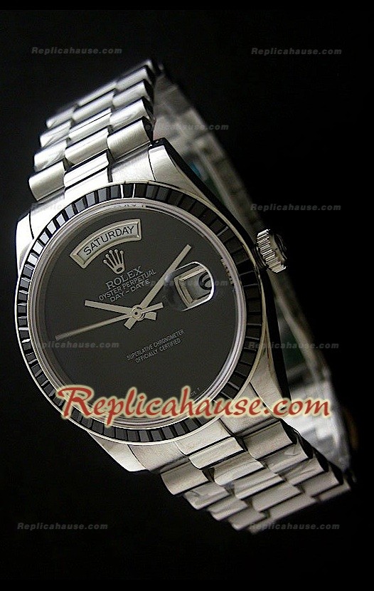 Rolex DayDate Reproducción Reloj Suizo con Esfera de color Negro
