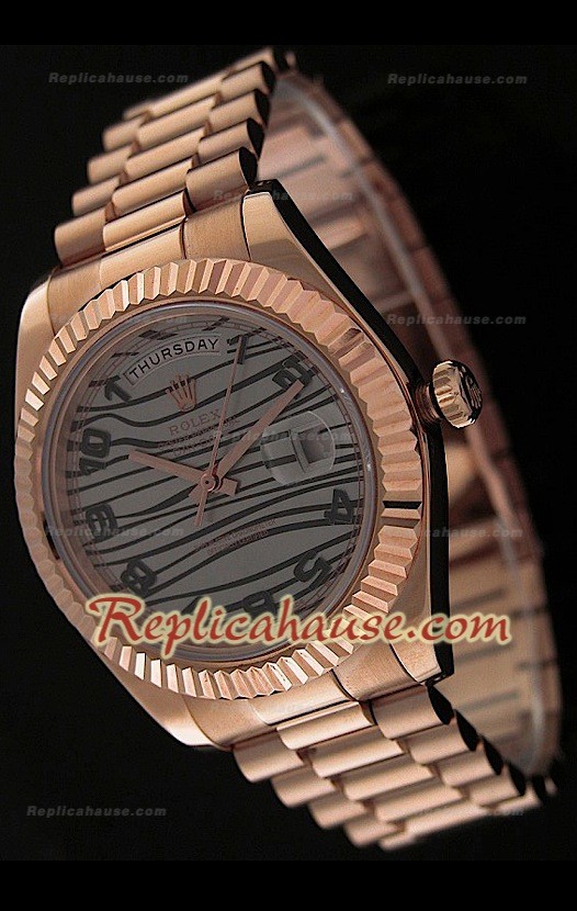 Rolex Daydate Reproducción Reloj Sizo en Oro Rosa - 41MM