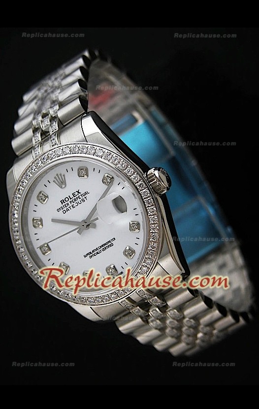 Rolex Datejust Reproducción Reloj Suizo para Hombres con Correa de Diamantes