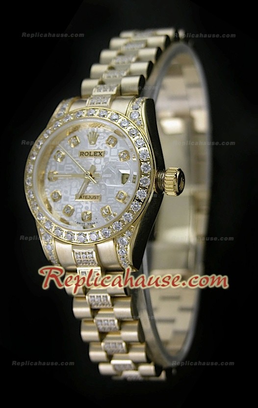 Rolex Daydate Reloj Japonés para Señoras en Oro 