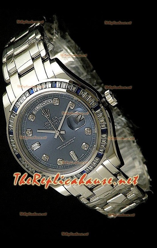 Rolex Daydate Reproducción Reloj Suizo - Reloj mediano- 37MM con Esfera Azul
