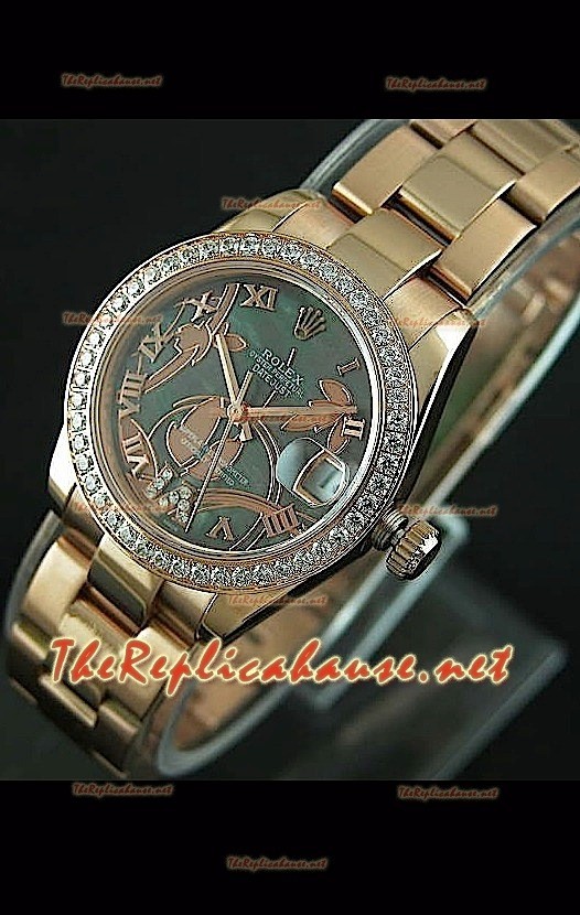Reloj Rolex Datejust para damas en carcasa de oro rosado de 31 mm.