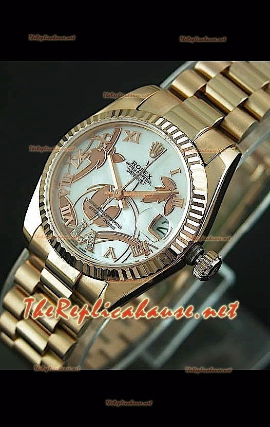 Reloj Rolex Datejust para damas en carcasa de oro rosado de 31 mm.