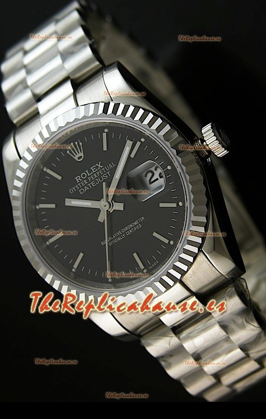 Rolex Réplica Datejust Mens Reloj Suizo Esfera Negra – 41MM