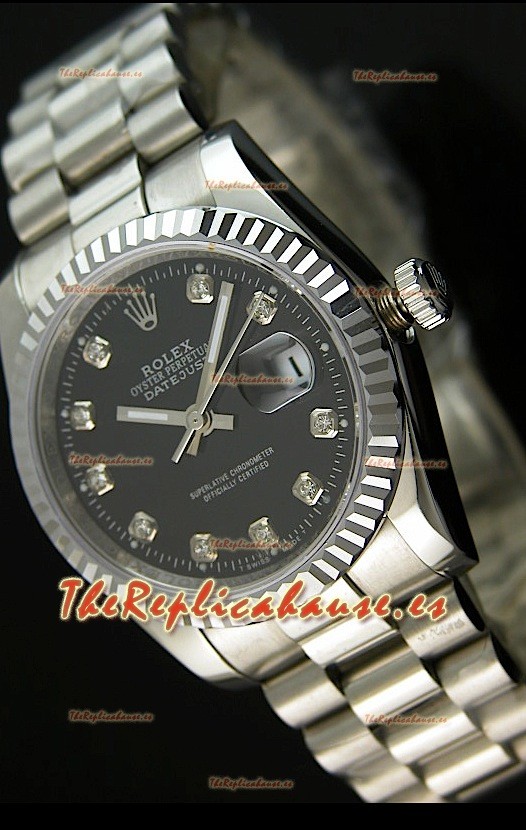 Rolex Réplica Datejust Mens Reloj Suizo Esfera Negra – 41MM