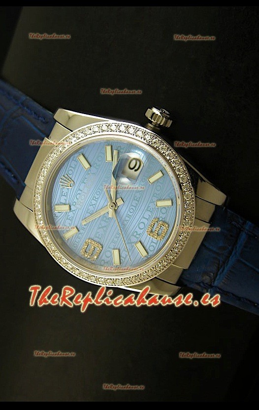 Rolex Réplica Datejust Reloj Suizo – 37MM - Carcasa Azul/Malla
