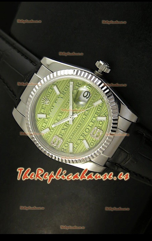 Rolex Réplica Datejust Reloj Suizo – 37MM - Carcasa Verde/Malla
