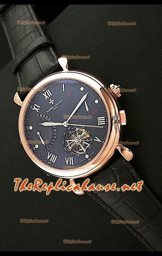 Vacheron Constantin Reloj Calendario de Oro Rosa con Esfera de color Negro