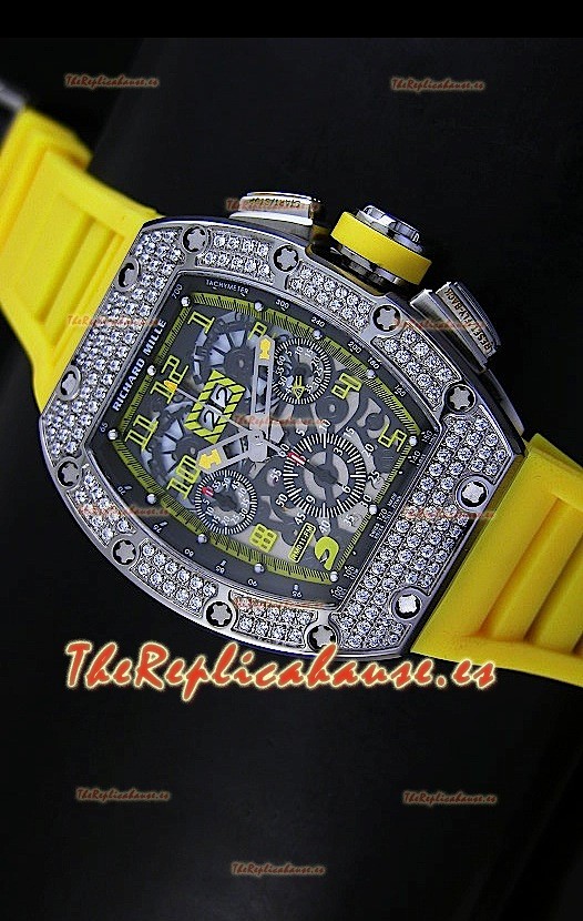 Richard Mille Edición Felipe Massa, Reloj Réplica Suiza de Titanio con correa amarilla