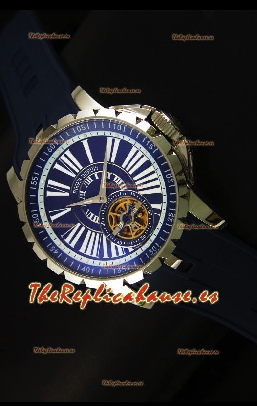 Roger Dubuis Excalibur Tourbillon Reloj con Movimiento Japonés - Dial Azul