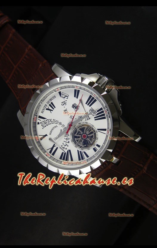 Roger Dubuis Excalibur Calendar Reloj con Dial Blanco