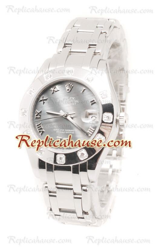 Pearlmaster Datejust Rolex Reloj Suizo en acero inoxidable y Dial color Perla - 34MM